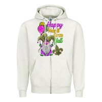 Oatmeal Heather happy mardi gras y'all Zipper Hoodie - BarkalooDesign