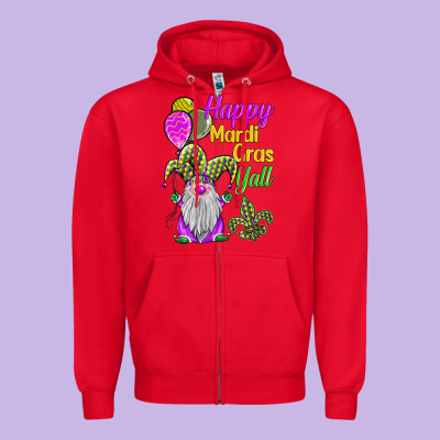 Happy Mardi Gras Y'all Zipper Hoodie Designed By Barkaloodesign
