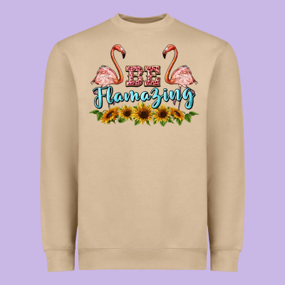 Be Flamezing Flamingo Heavyweight Sweatshirt Designed By Barkaloodesign