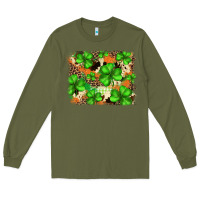 Army Green st.patricks plaid  green glitter cowhide  leopard Long Sleeve Tee - FaDigitalArtStudio