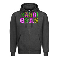 Charcoal Heather mardi gras Zipper Hoodie - BarkalooDesign