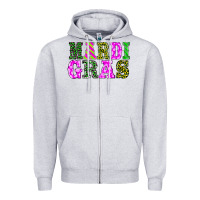 Heather Grey mardi gras Zipper Hoodie - BarkalooDesign