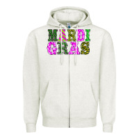 Oatmeal Heather mardi gras Zipper Hoodie - BarkalooDesign