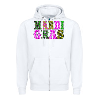 White mardi gras Zipper Hoodie - BarkalooDesign
