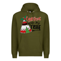 Army Green Christmas with my tribe boho Premium Hoodie - CowhideDigitalArt
