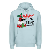 Blue Mist Christmas with my tribe boho Premium Hoodie - CowhideDigitalArt