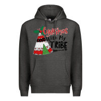Charcoal Heather Christmas with my tribe boho Premium Hoodie - CowhideDigitalArt