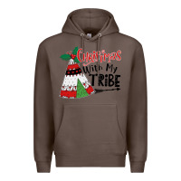 Coffee Christmas with my tribe boho Premium Hoodie - CowhideDigitalArt