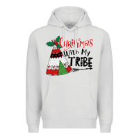 Dove Grey Christmas with my tribe boho Premium Hoodie - CowhideDigitalArt
