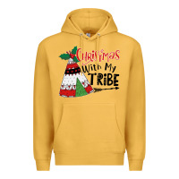 Mustard Christmas with my tribe boho Premium Hoodie - CowhideDigitalArt