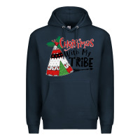 Navy Christmas with my tribe boho Premium Hoodie - CowhideDigitalArt