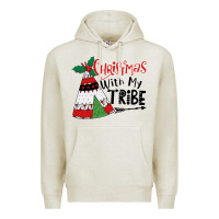 Oatmeal Heather Christmas with my tribe boho Premium Hoodie - CowhideDigitalArt