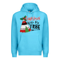 Ocean Blue Christmas with my tribe boho Premium Hoodie - CowhideDigitalArt