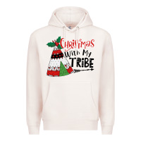 Pale Pink Christmas with my tribe boho Premium Hoodie - CowhideDigitalArt