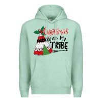 Seafoam Christmas with my tribe boho Premium Hoodie - CowhideDigitalArt