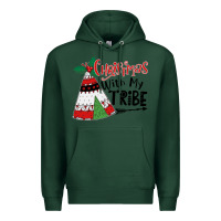 Sports Green Christmas with my tribe boho Premium Hoodie - CowhideDigitalArt