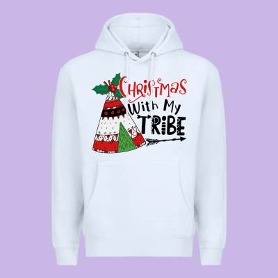 Christmas With My Tribe Boho Premium Hoodie Designed By Cowhidedigitalart
