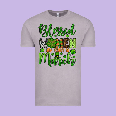 St. Patrick's Blessed Women Are Born In March Vintage Tee Designed By Oliviacreatesart