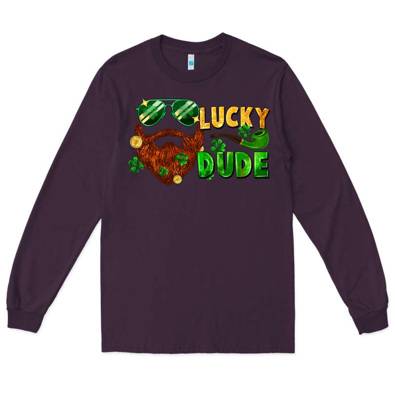 Lucky Dude Saint Patricks Bearded Man Long Sleeve Tee by FaDigitalArtStudio | Teevron