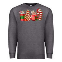 Charcoal Heather christmas tree cake and coffee cups ado Premium Sweatshirt - AdoDesignShop