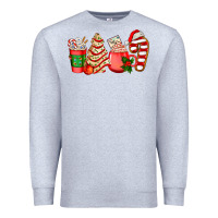 Heather Grey christmas tree cake and coffee cups ado Premium Sweatshirt - AdoDesignShop
