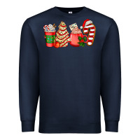 Navy christmas tree cake and coffee cups ado Premium Sweatshirt - AdoDesignShop