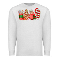 Oatmeal Heather christmas tree cake and coffee cups ado Premium Sweatshirt - AdoDesignShop