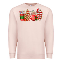 Pale Pink christmas tree cake and coffee cups ado Premium Sweatshirt - AdoDesignShop