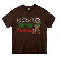 Chocolate Brown merry christmas german shepherd Heavy Core Tee - RanaPortraitStore