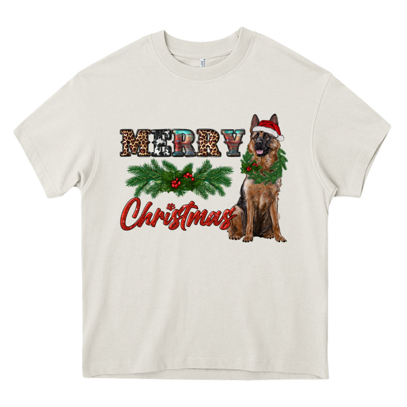 Merry Christmas German Shepherd Heavy Core Tee by RanaPortraitStore | Teevron