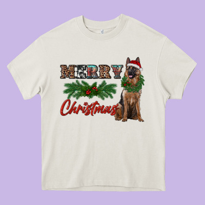 Merry Christmas German Shepherd Heavy Core Tee Designed By Ranaportraitstore