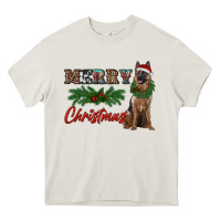 Cream merry christmas german shepherd Heavy Core Tee - RanaPortraitStore
