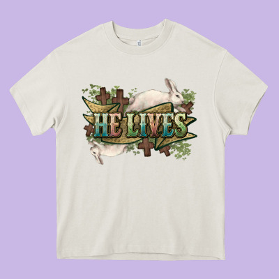 He Lives Easter Heavy Core Tee Designed By Nancycooperartshop