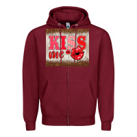 Burgundy valentine's day kiss me Zipper Hoodie - BarkalooDesign