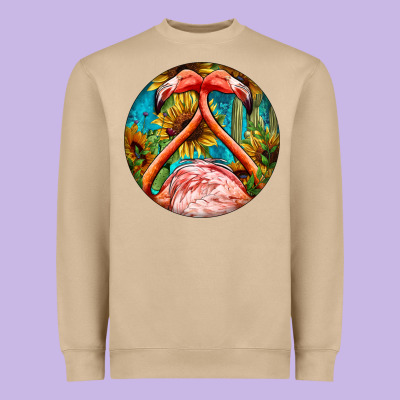 Flamingos With Western Background Heavyweight Sweatshirt Designed By Barkaloodesign