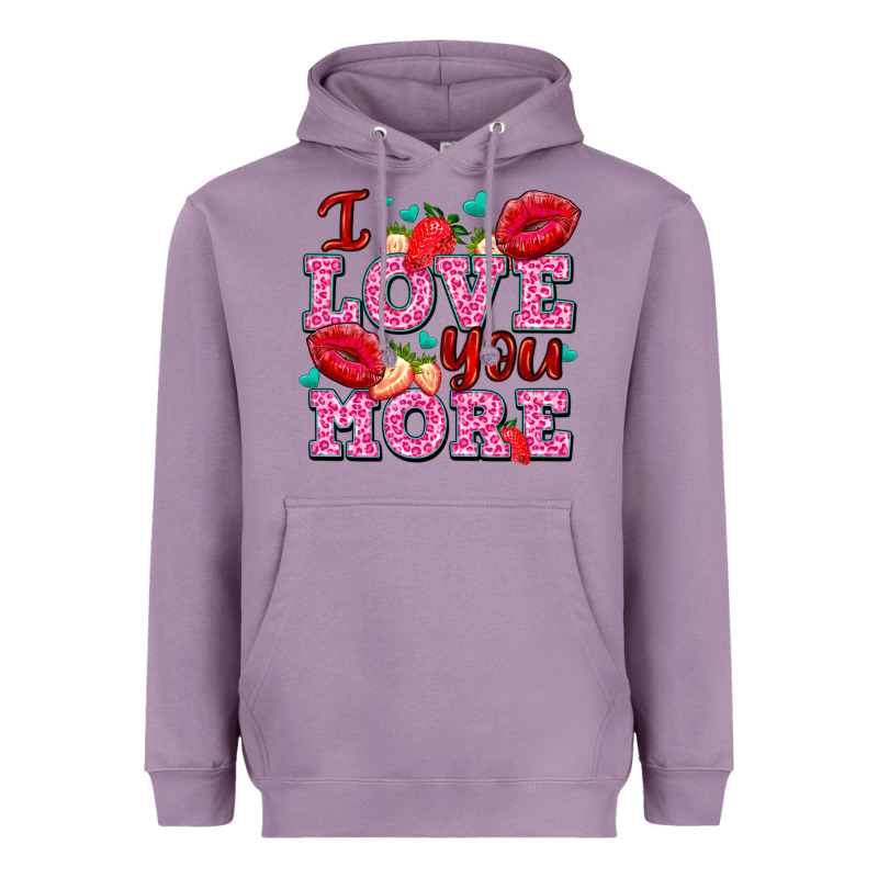 I Love You More With Lips And Strawberry Heavyweight Hoodie by AdoDesignShop | Teevron