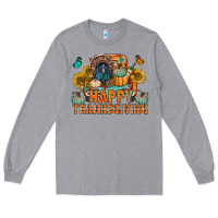 Heather Grey happy thanksgiving with truck bbs Long Sleeve Tee - BundleAndBundleShop