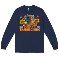 Navy happy thanksgiving with truck bbs Long Sleeve Tee - BundleAndBundleShop