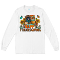 White happy thanksgiving with truck bbs Long Sleeve Tee - BundleAndBundleShop