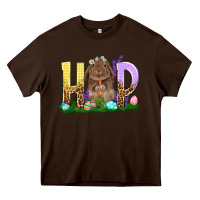 Chocolate Brown Hop rabbit Heavy Core Tee - NancyCooperArtShop