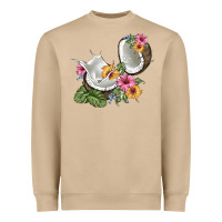 Mushroom coconut with tropical leavers and flowers Heavyweight Sweatshirt - BarkalooDesign