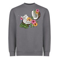 Storm coconut with tropical leavers and flowers Heavyweight Sweatshirt - BarkalooDesign