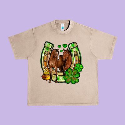 St. Patrick's Day Horse Horseshoe Urban Heavy Tee Designed By Oliviacreatesart