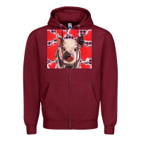 Burgundy valentine's day glitter hearts pig Zipper Hoodie - BarkalooDesign