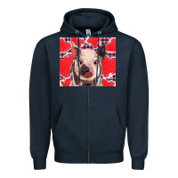 Navy valentine's day glitter hearts pig Zipper Hoodie - BarkalooDesign