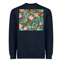 Navy flamingos with leaves Heavyweight Sweatshirt - BarkalooDesign