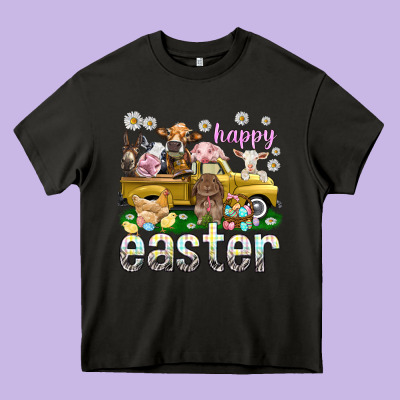 Happy Easter Truck With Farm Animals Heavy Core Tee Designed By Nancycooperartshop