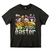 Asphalt Happy Easter truck with farm animals Heavy Core Tee - NancyCooperArtShop
