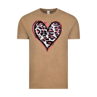 Vintage Coffee Leopard Glitter Heart Vintage Tee - Jasminsmagicworld