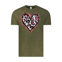Vintage Olive Leopard Glitter Heart Vintage Tee - Jasminsmagicworld